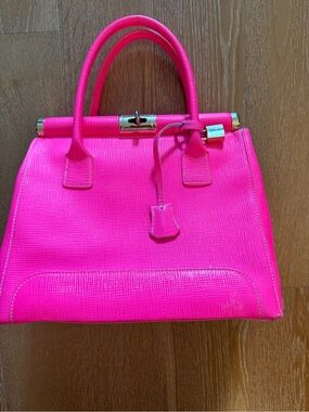 Structured Top-Handle Satchel in Vibrant Hot Pink